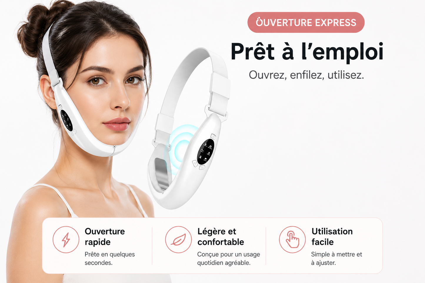 Appareil de Soin Visage LED & Vibrations